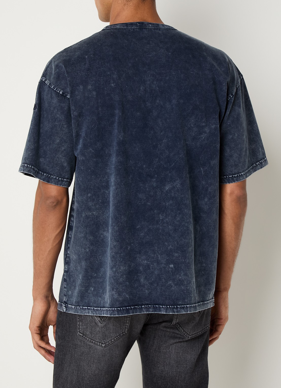 Diesel T-Boxt-Den T-shirt met logoborduring - achterkant donkerblauw