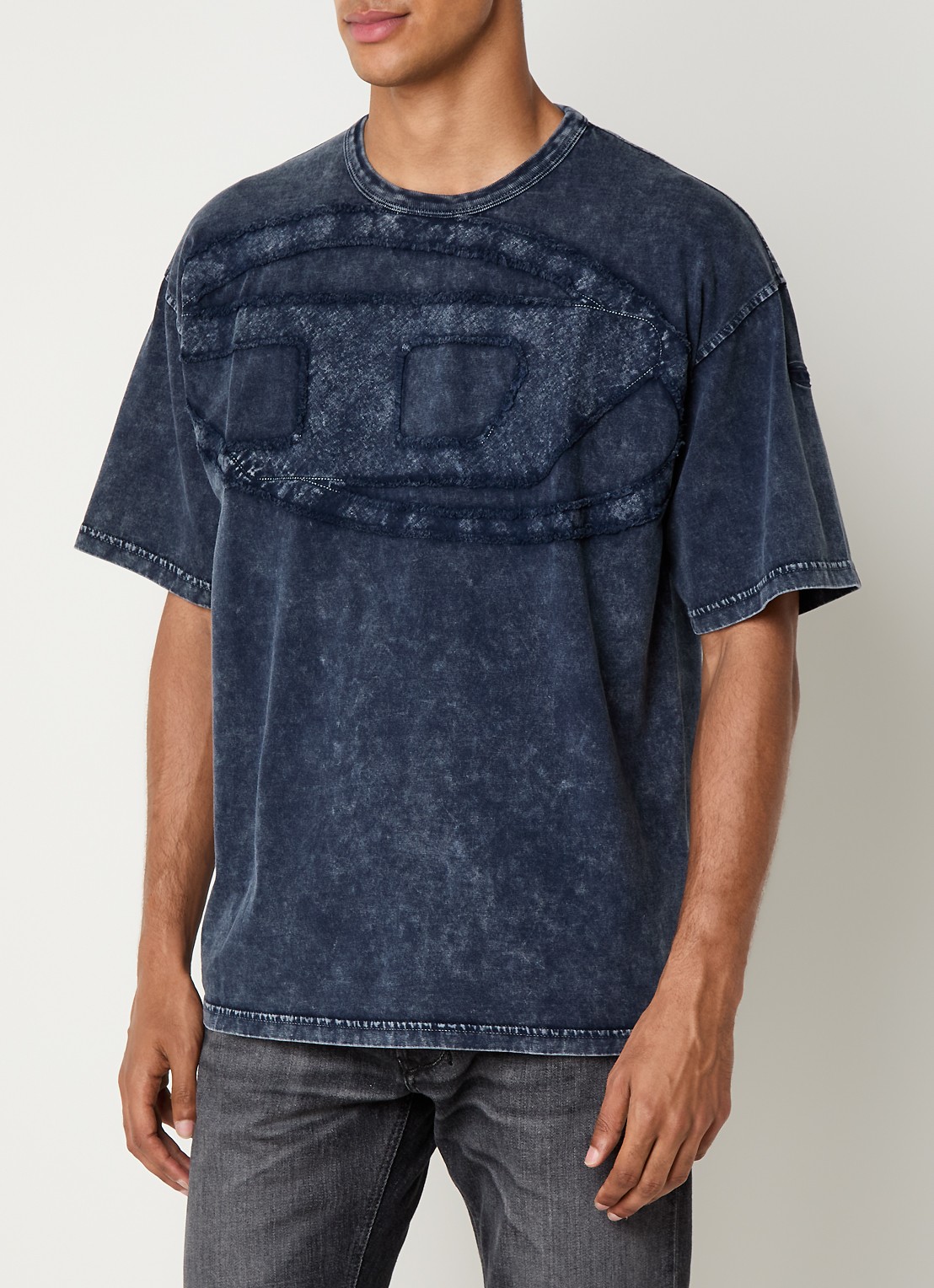 Diesel T-Boxt-Den T-shirt met logoborduring - detail 2 donkerblauw