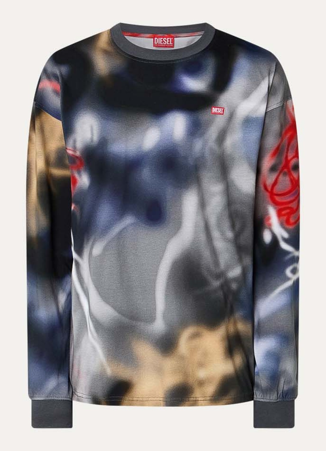Diesel T-Boxt-Ls-V4 longsleeve met print en logo - voorkant 3 antraciet