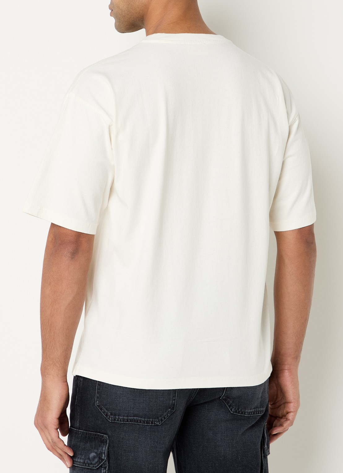 Diesel T-Boxt-N14 T-shirt met flock logoprint - achterkant ivoor