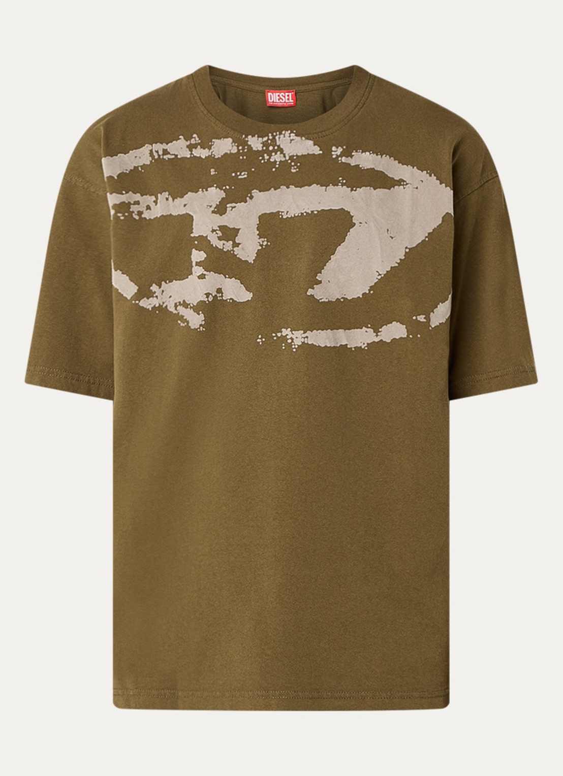Diesel T-Boxt-N14 T-shirt met flock logoprint - voorkant mosgroen