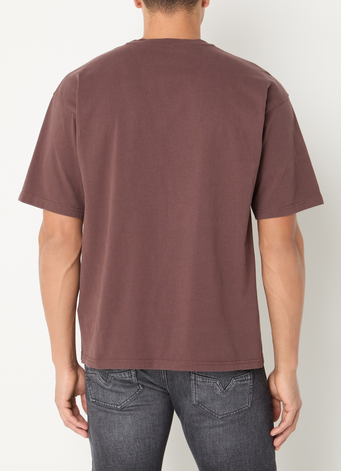 Diesel T-Boxt-N14 T-shirt met flock logoprint - achterkant 2 bruin