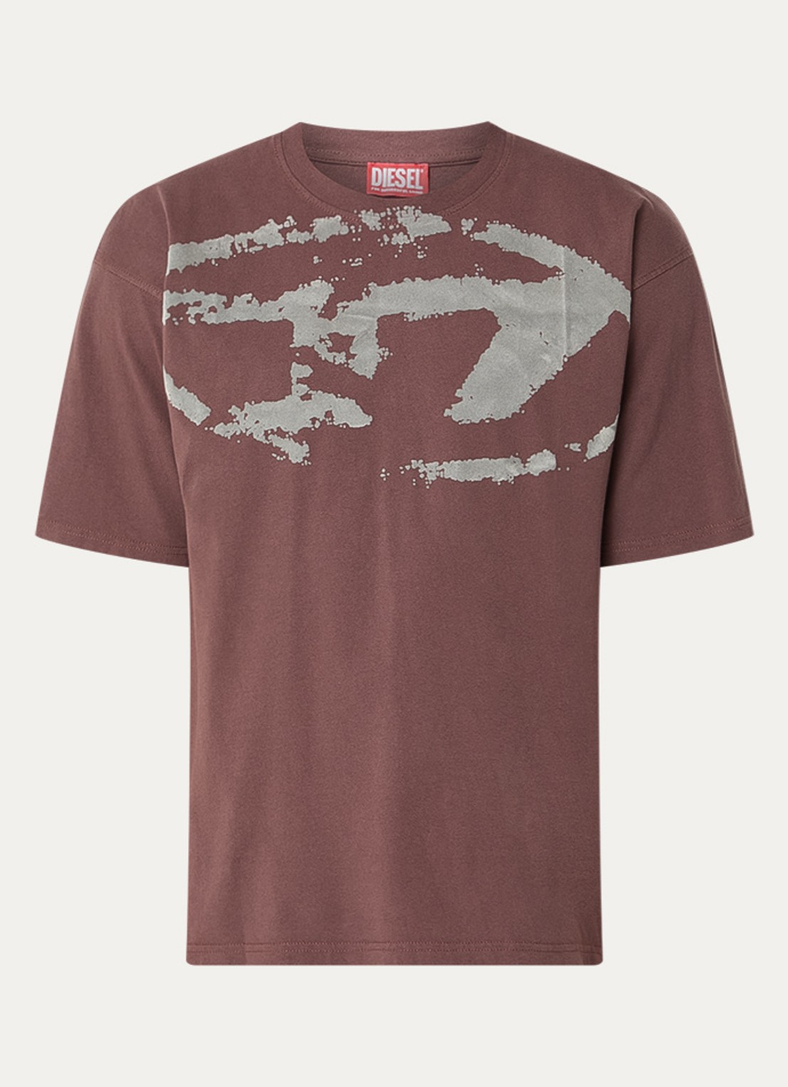 Diesel T-Boxt-N14 T-shirt met flock logoprint - voorkant 3 bruin