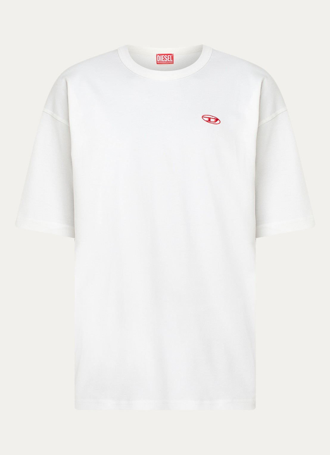 Diesel T-Boxt T-shirt met logoborduring - voorkant 2 gebroken wit