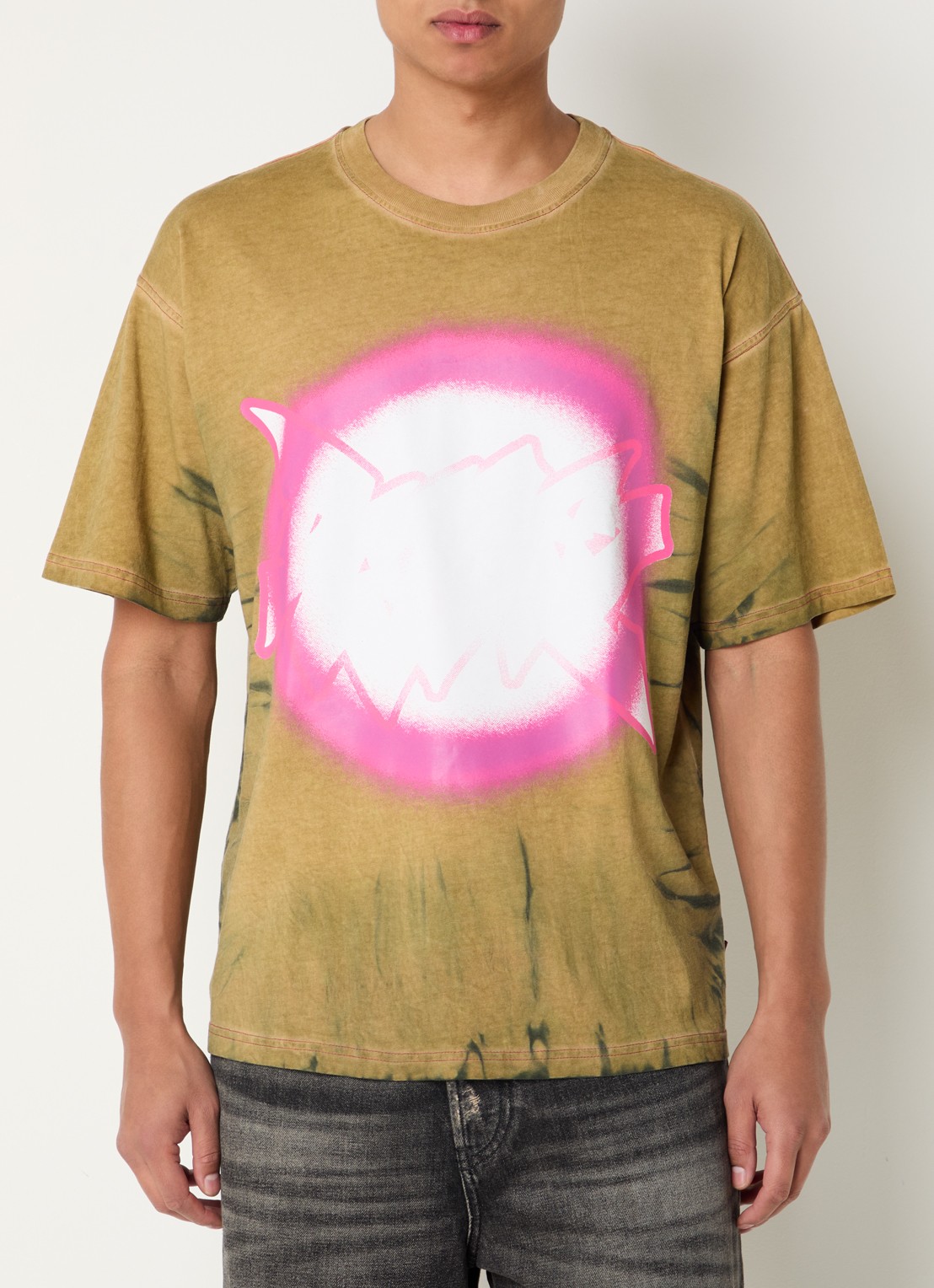 Diesel T-boxt T-shirt met print - detail 4 mosterd