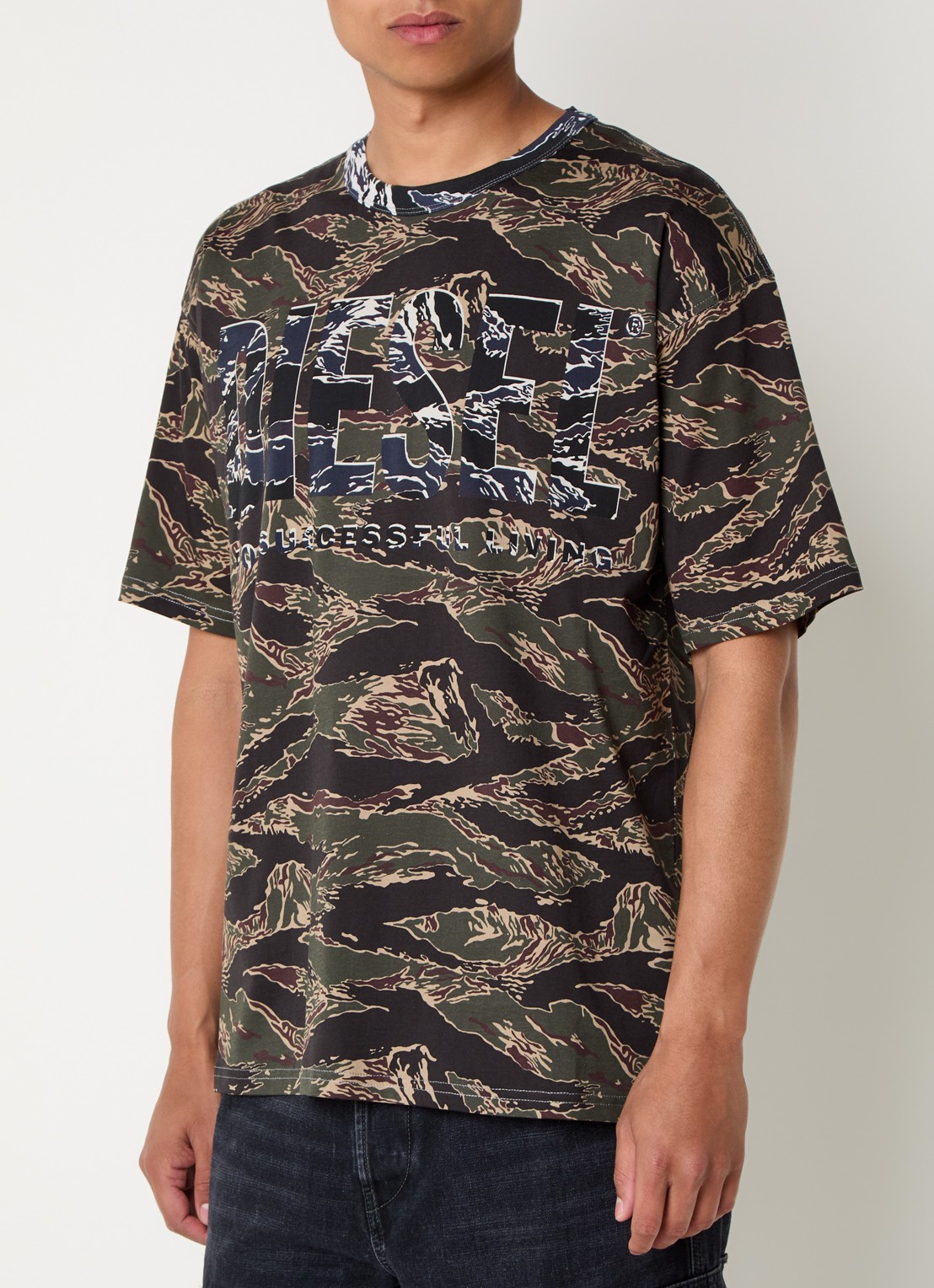 Diesel T-Boxt T-shirt met print - detail 3 legergroen