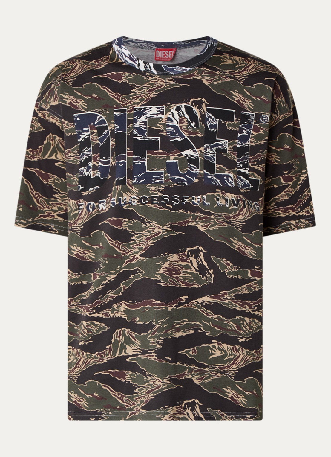 Diesel T-Boxt T-shirt met print - voorkant legergroen