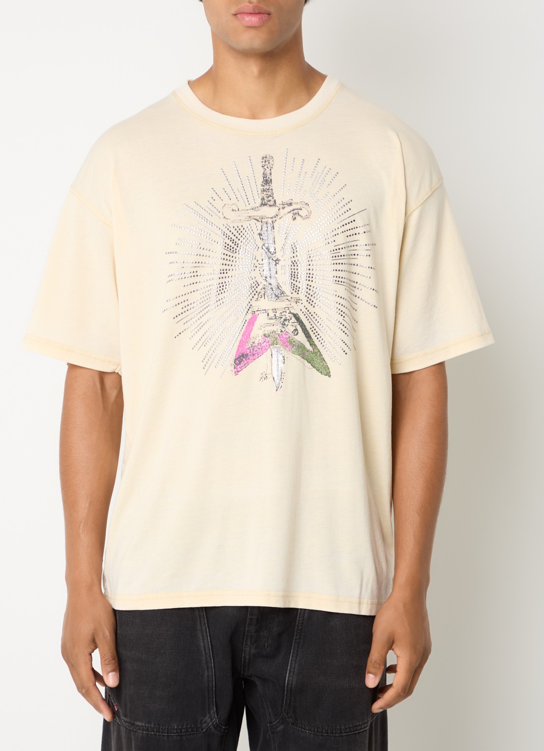 Diesel T-boxt T-shirt met print - detail 4 creme