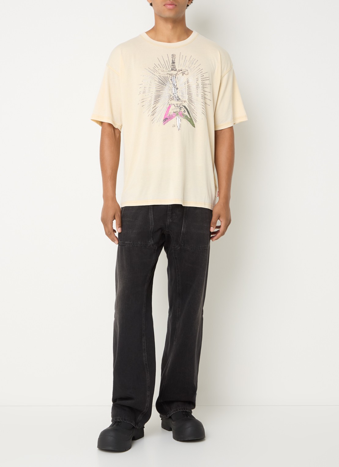 Diesel T-boxt T-shirt met print - voorkant 2 creme