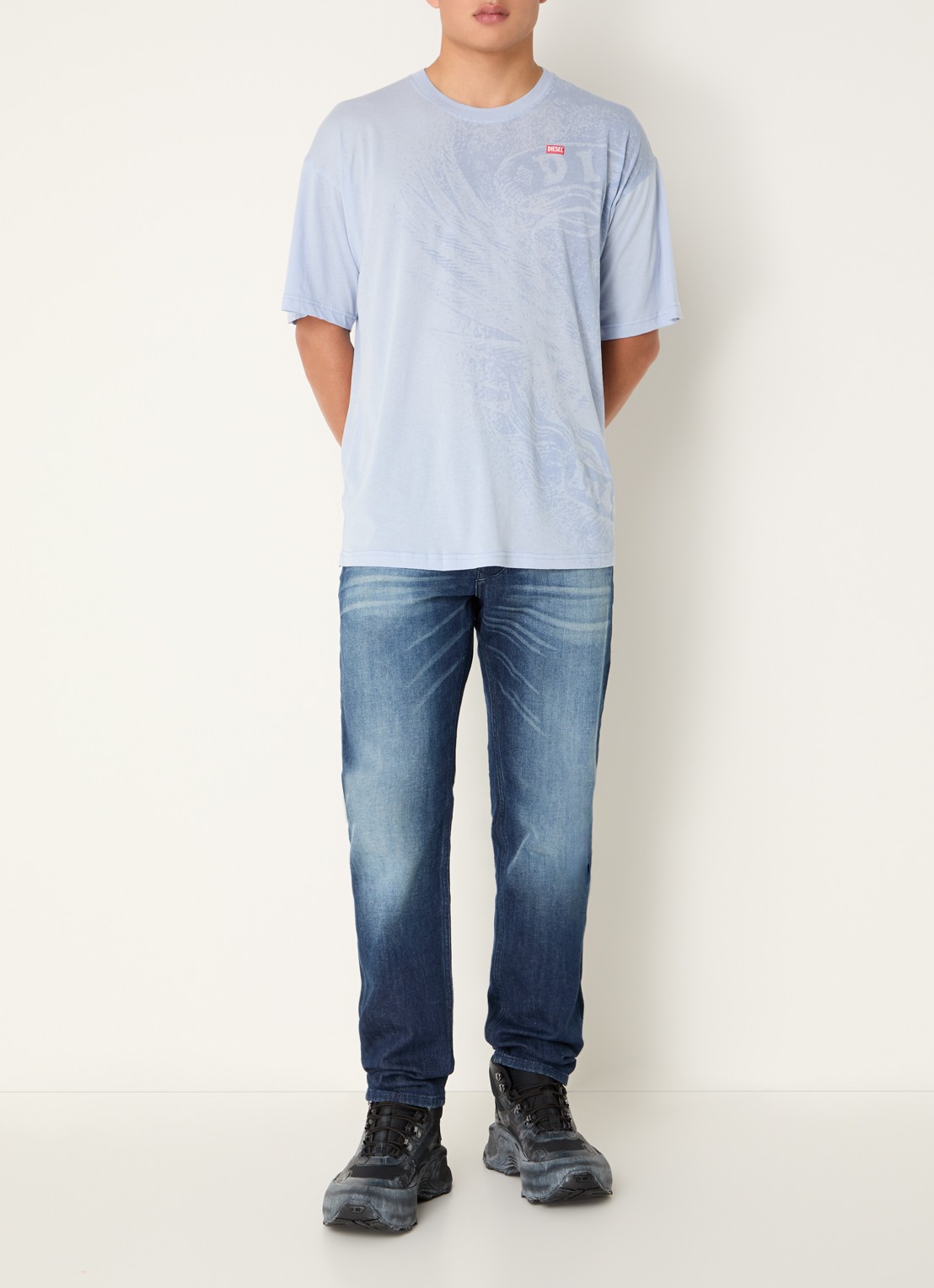 Diesel T-Boxt T-shirt met print - voorkant 4 blauwgrijs