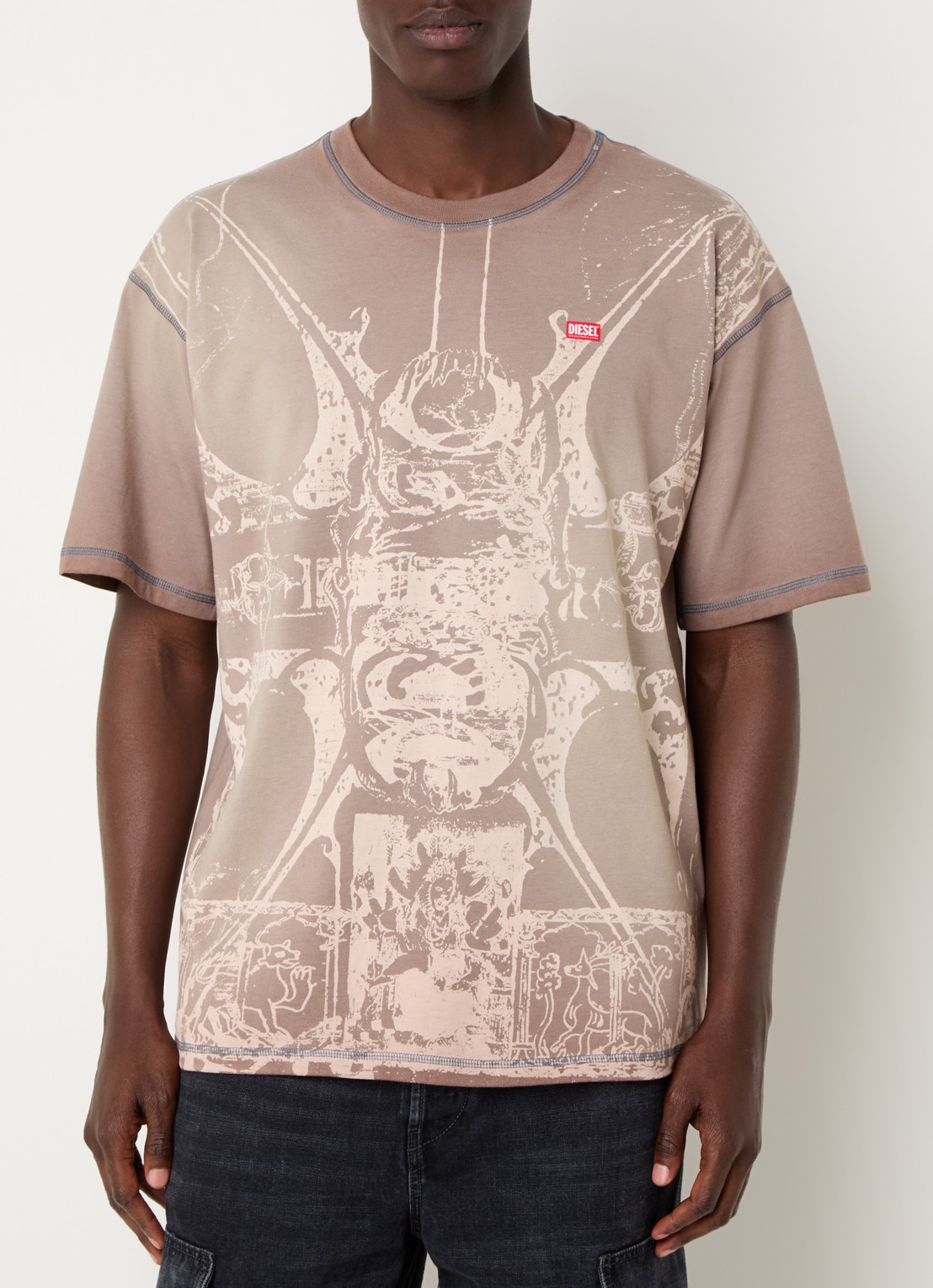 Diesel T-Boxt-T13 T-shirt met print - detail 4 lichtbruin