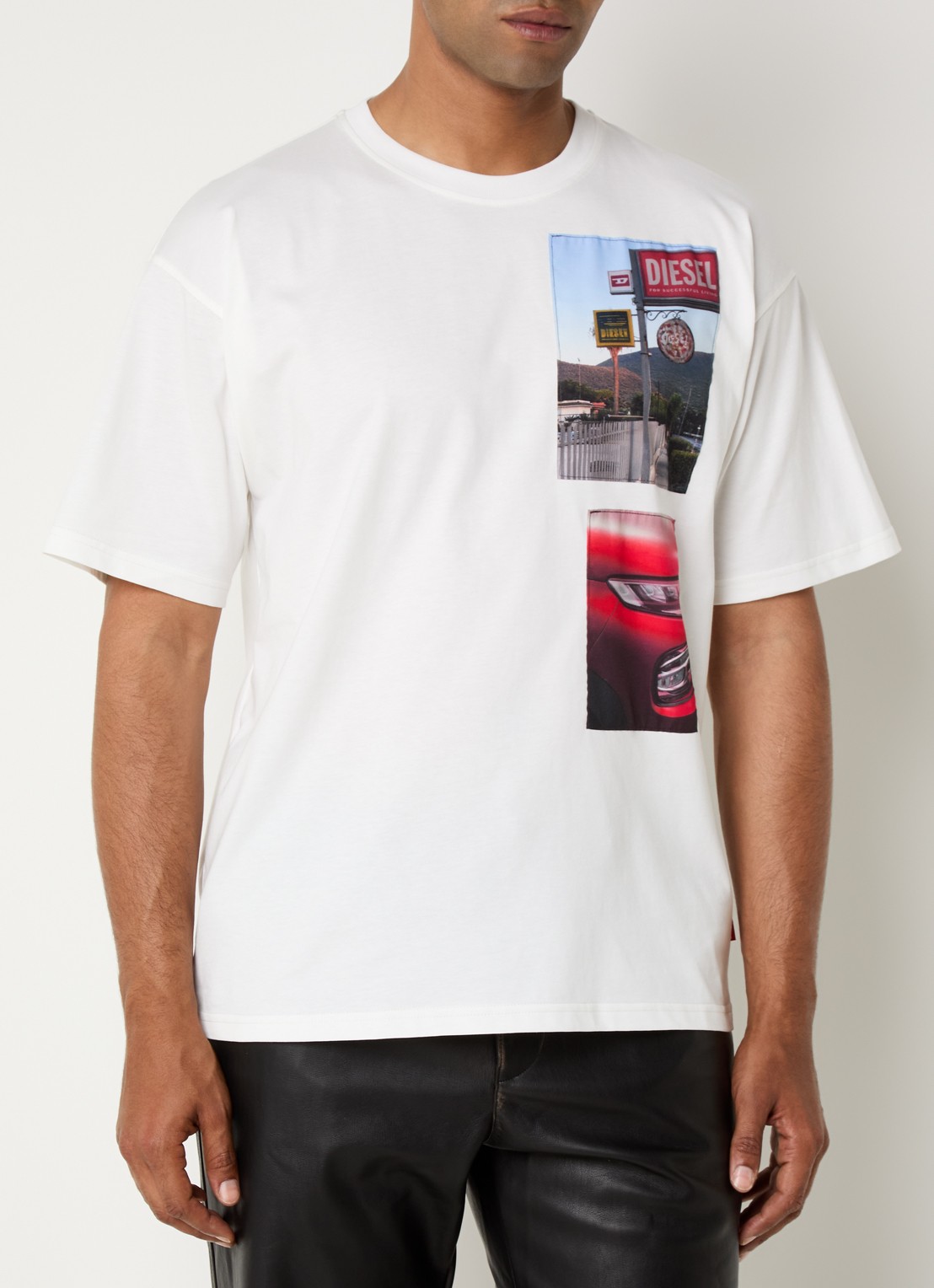 Diesel T-Boxt-T3 T-shirt met front- en backprint - detail 4 gebroken wit