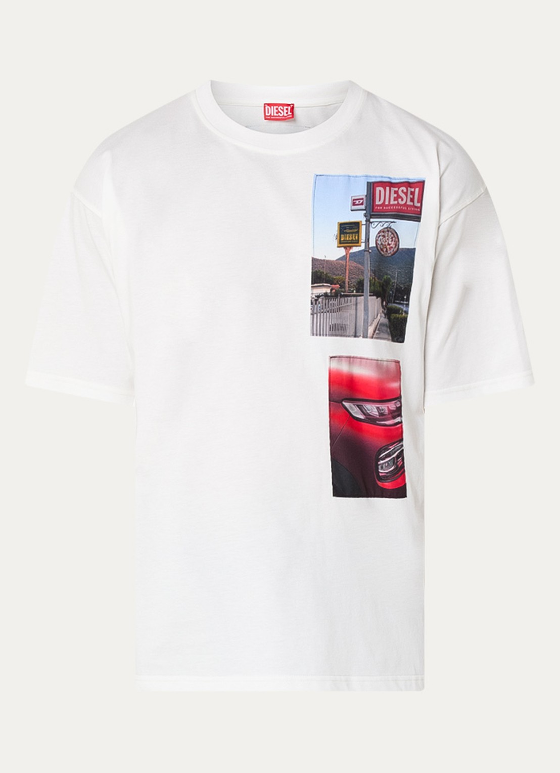 Diesel T-Boxt-T3 T-shirt met front- en backprint - voorkant gebroken wit