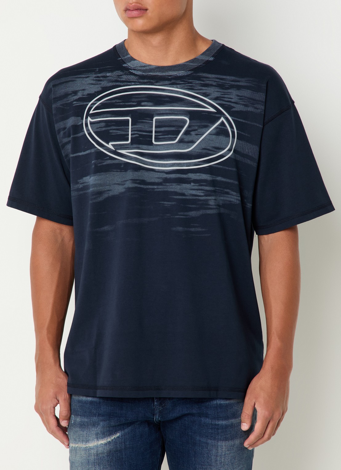Diesel T-Boxt-T5 T-shirt met logoprint  - detail 4 donkerblauw