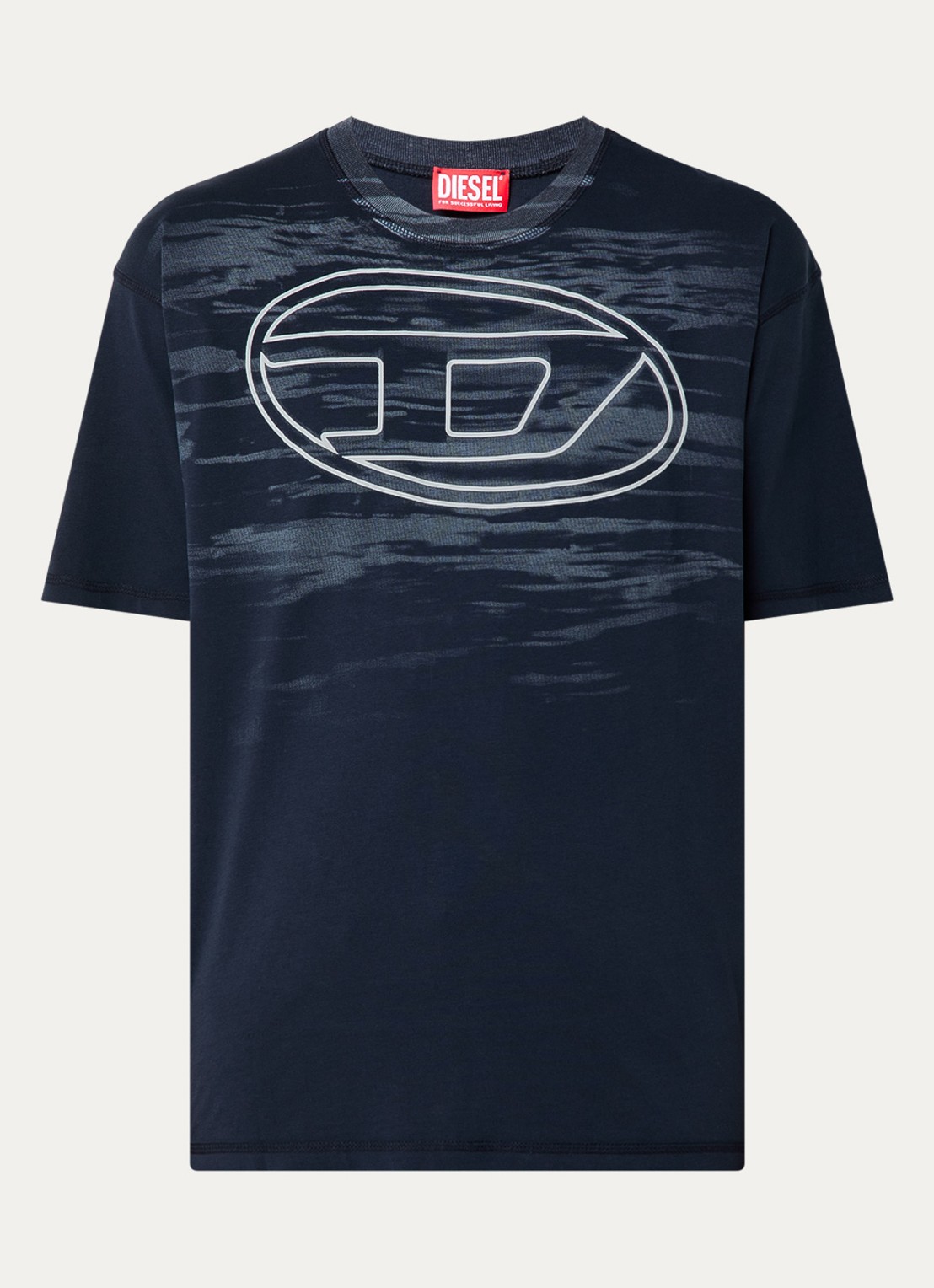 Diesel T-Boxt-T5 T-shirt met logoprint  - voorkant donkerblauw