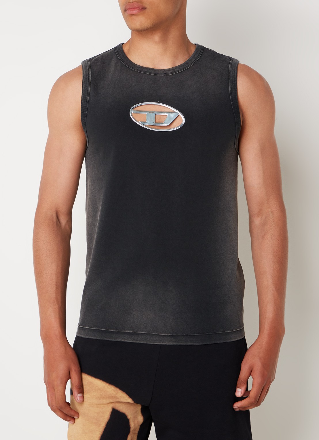 Diesel T-Brico Singlet met logo - detail 4 donkergrijs