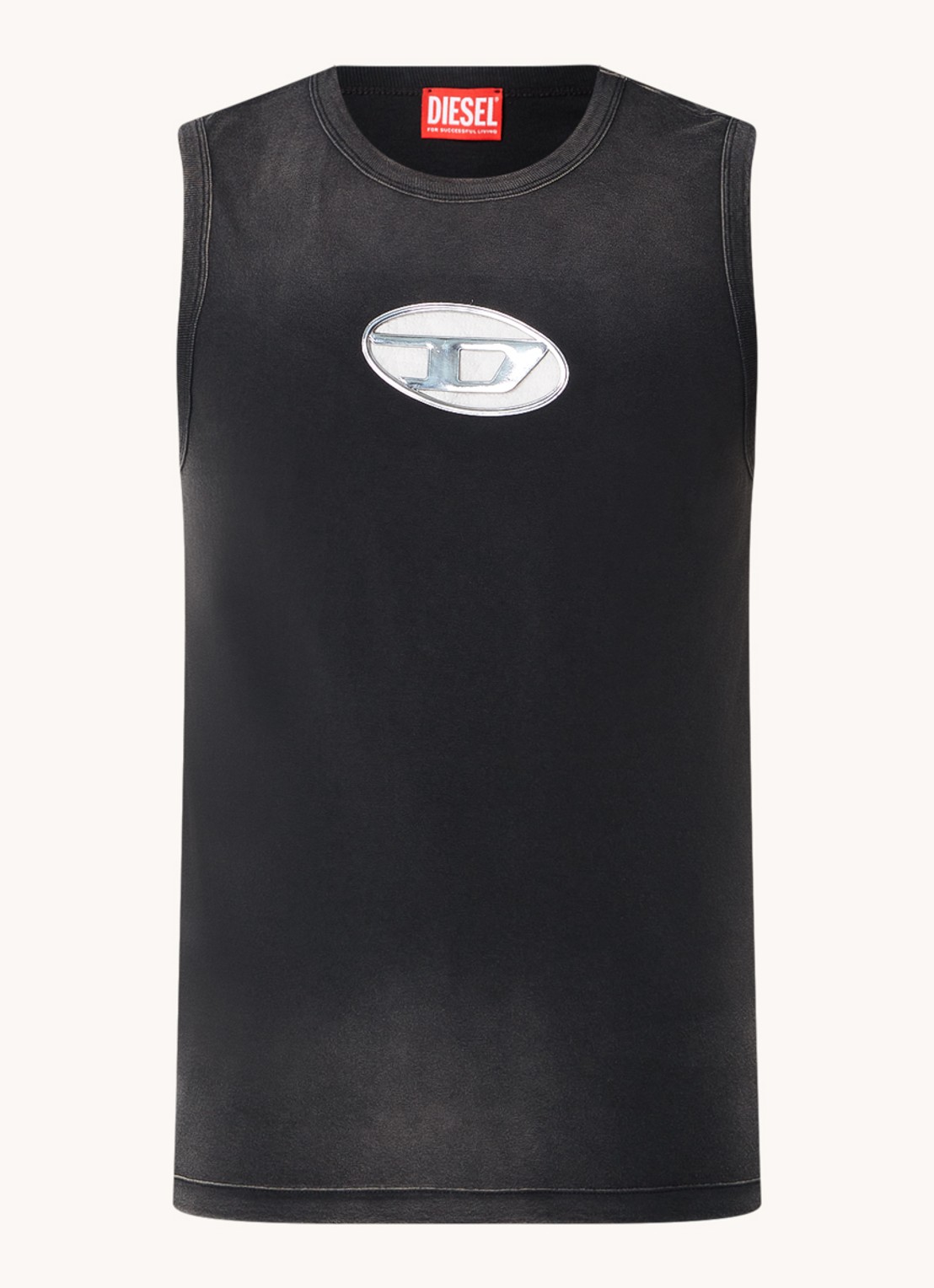 Diesel T-Brico Singlet met logo - voorkant donkergrijs