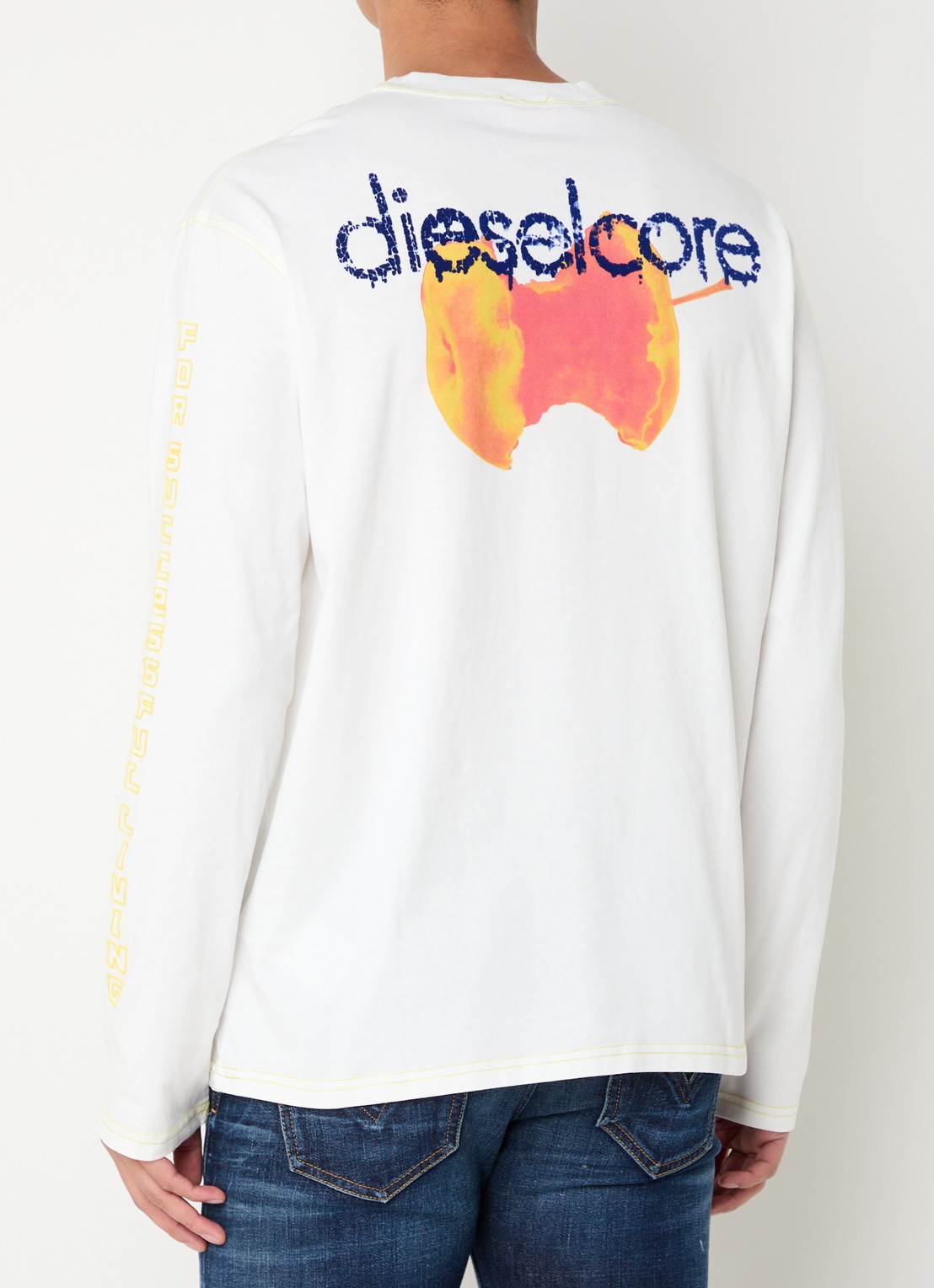 Diesel T-Crane longsleeve met logo- en backprint - detail 2 wit