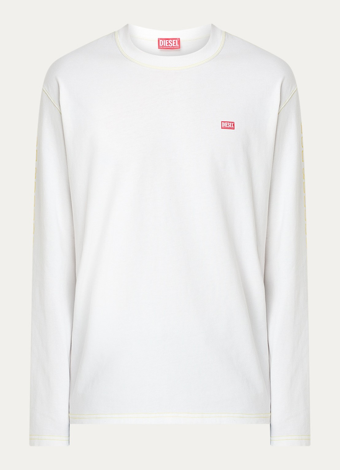 Diesel T-Crane longsleeve met logo- en backprint - voorkant 3 wit