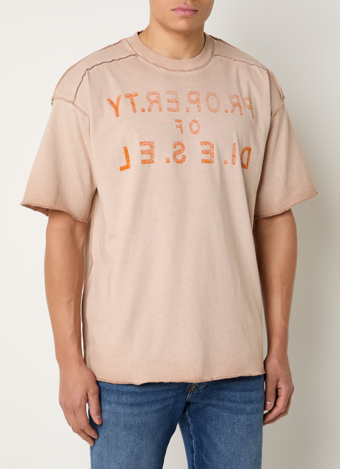 Diesel T-Look T-shirt met print - detail 2 zand