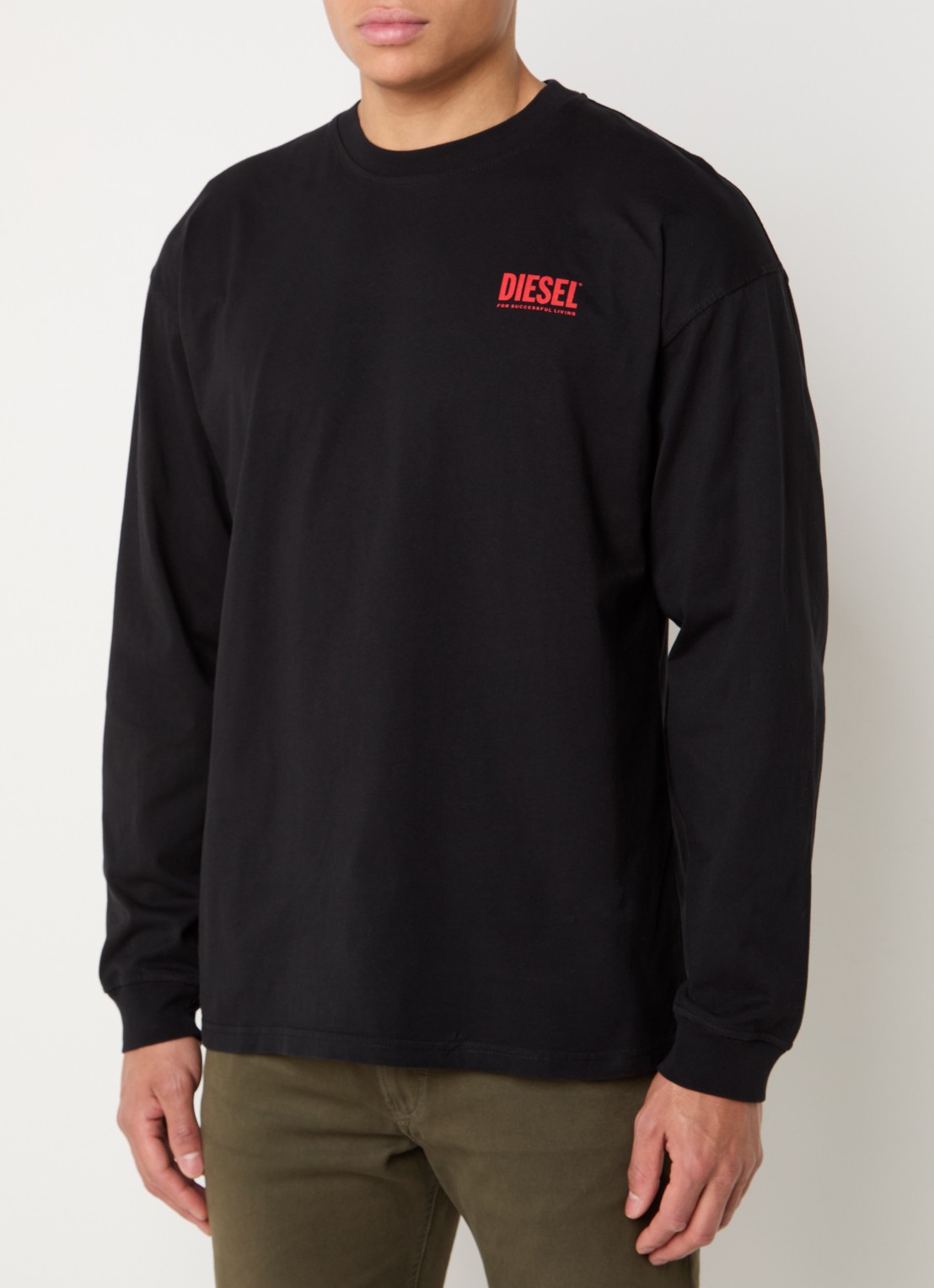 Diesel T-Madjust-Ls longsleeve met logo - detail 4 zwart
