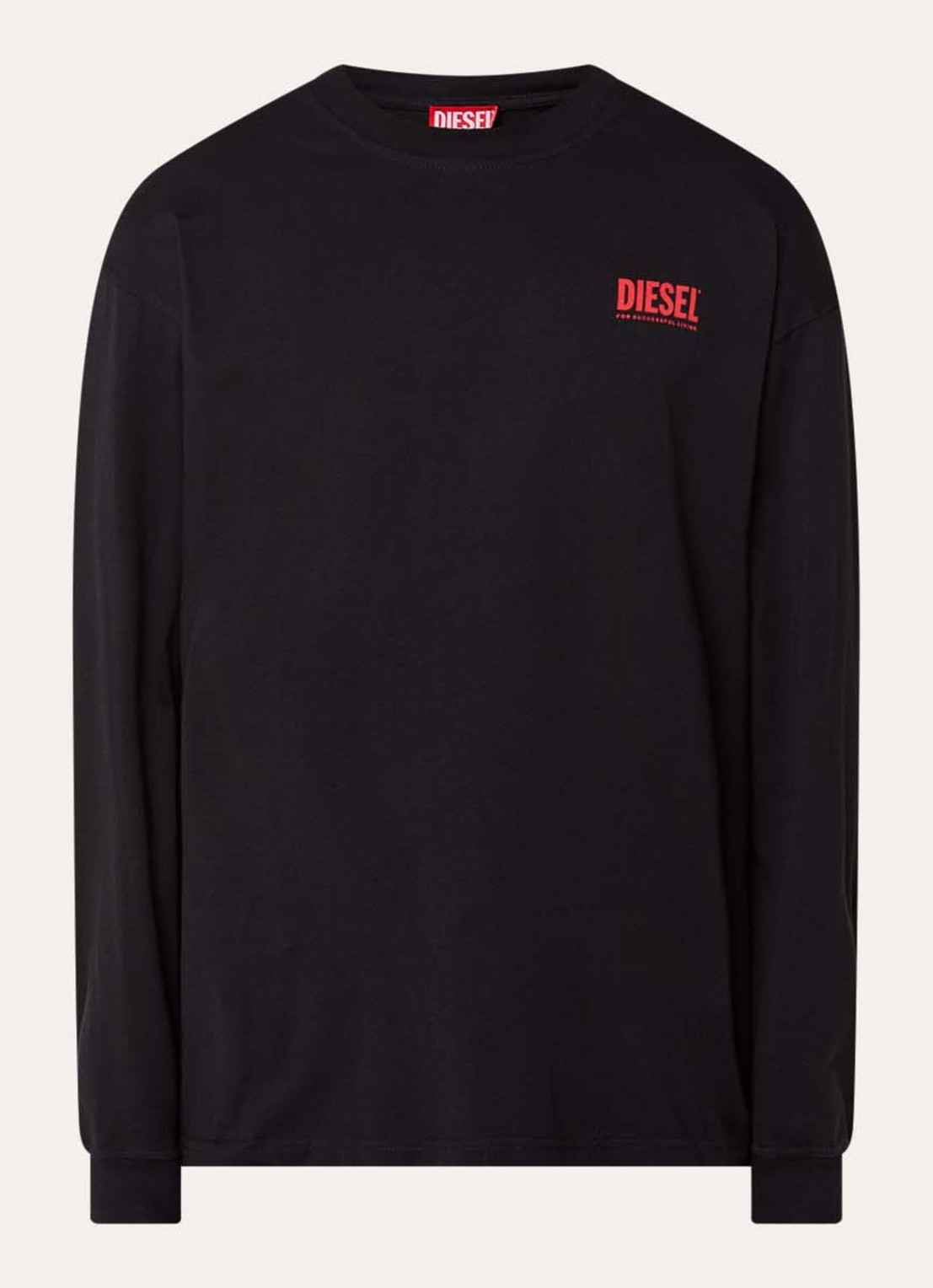 Diesel T-Madjust-Ls longsleeve met logo - voorkant 2 zwart