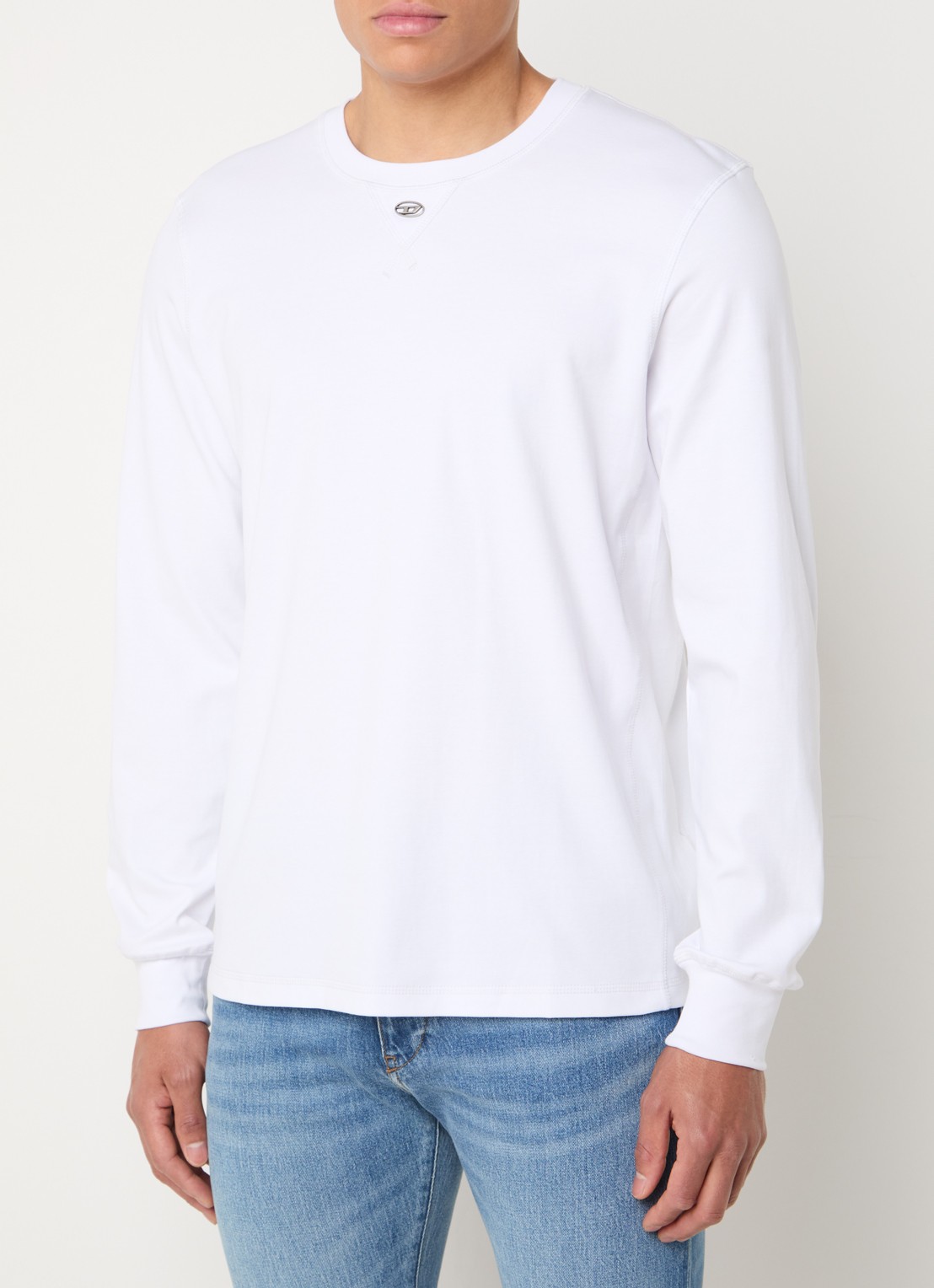 Diesel T-Madjust-Ls longsleeve met logo - detail wit