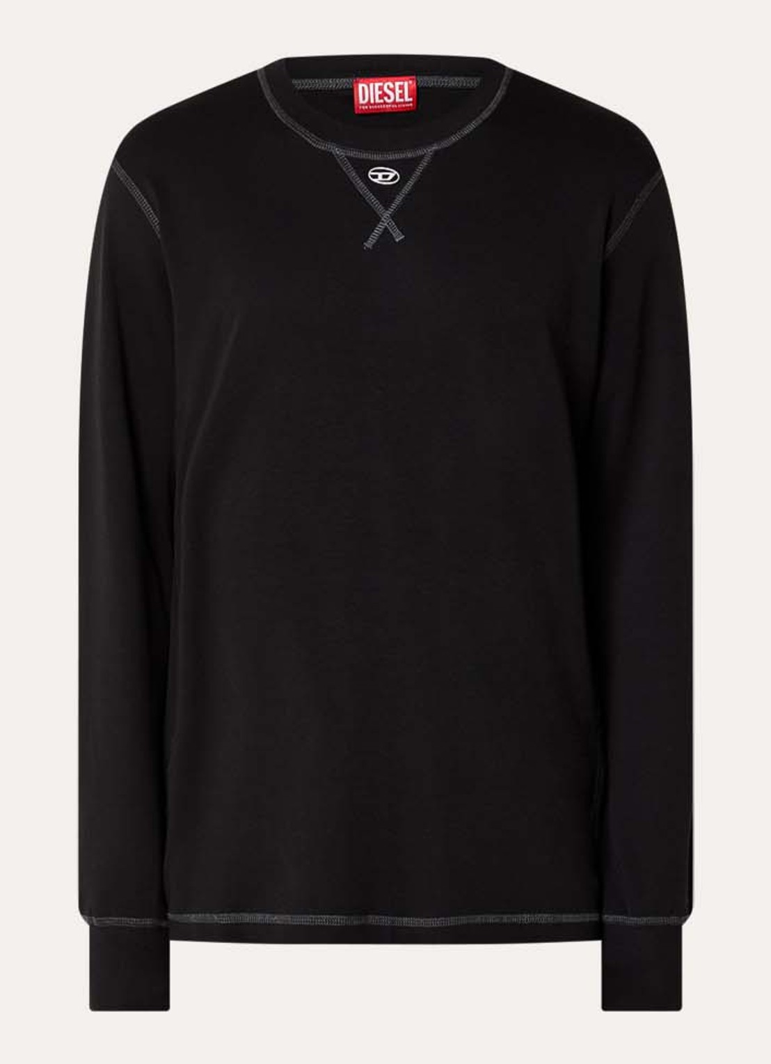 Diesel T-Madjust-Ls-Tr longsleeve met logo - voorkant 2 zwart