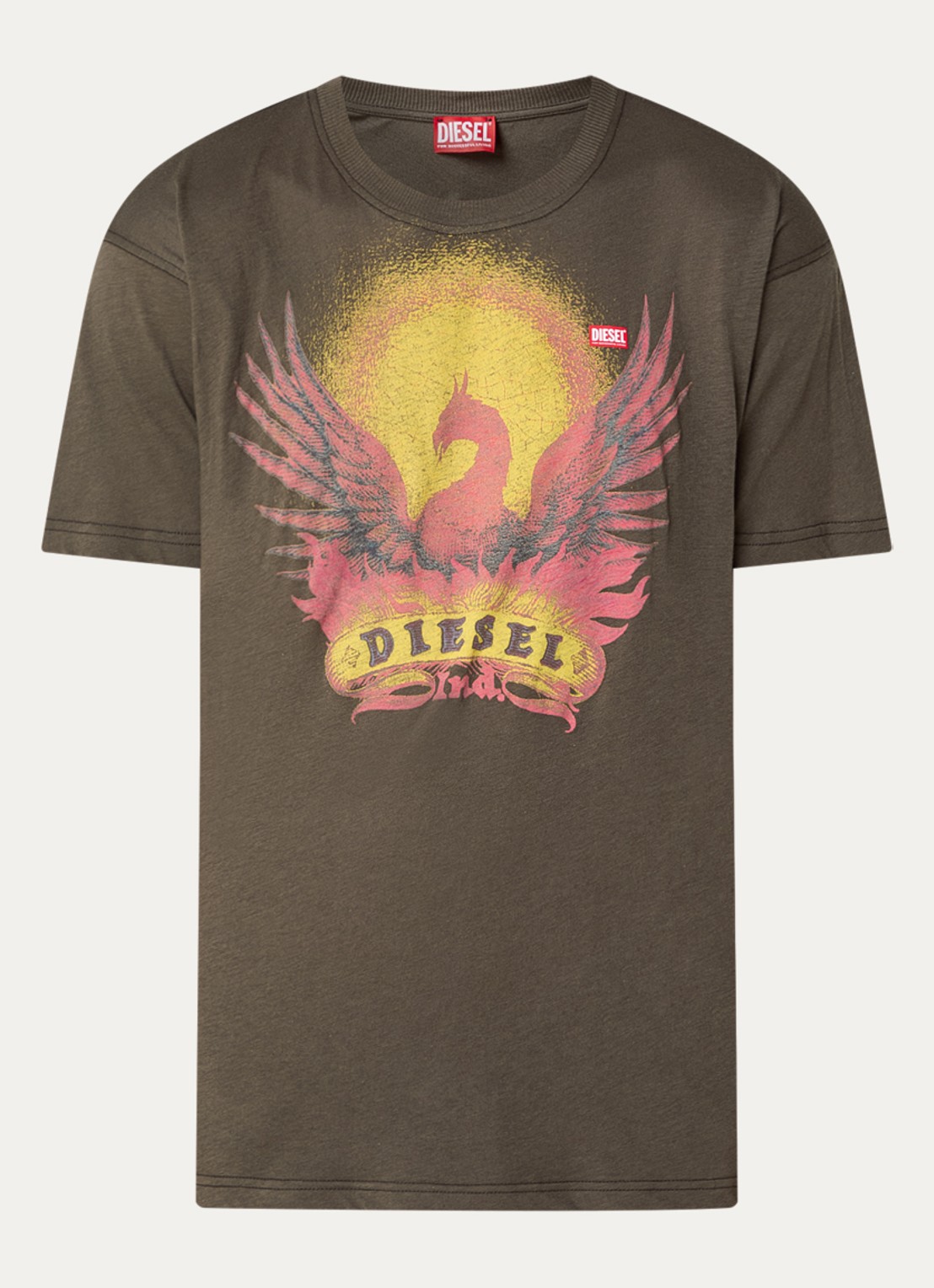 Diesel T-Norm-AA1 T-shirt met print - voorkant 3 bronsgroen