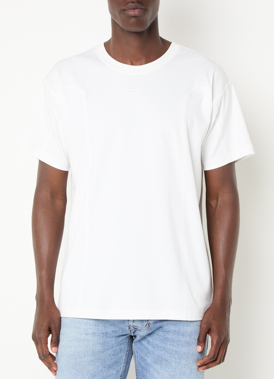 Diesel T-Norm-Int T-shirt met logoborduring - detail 4 gebroken wit