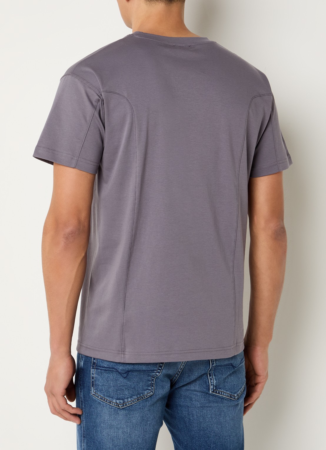Diesel T-Norm-Int T-shirt met logoborduring - achterkant 2 taupe