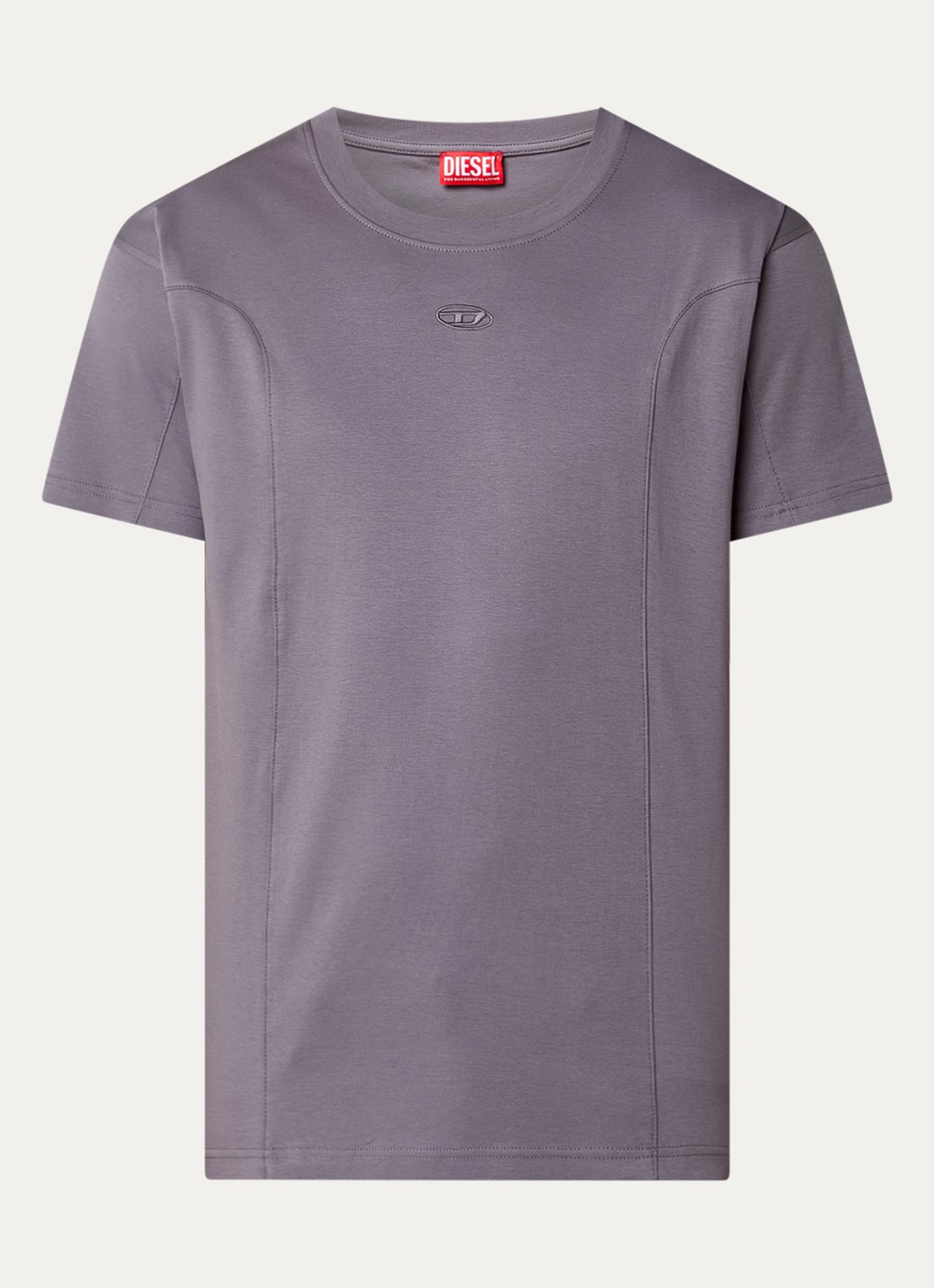 Diesel T-Norm-Int T-shirt met logoborduring - voorkant 3 taupe