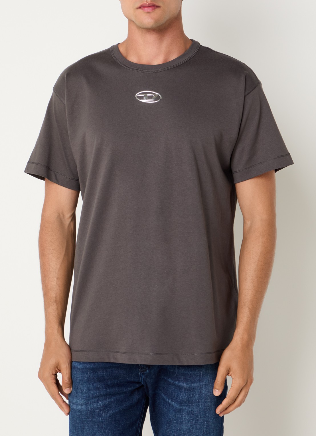 Diesel T-Norm-IOD T-shirt met metallic detail - detail antraciet