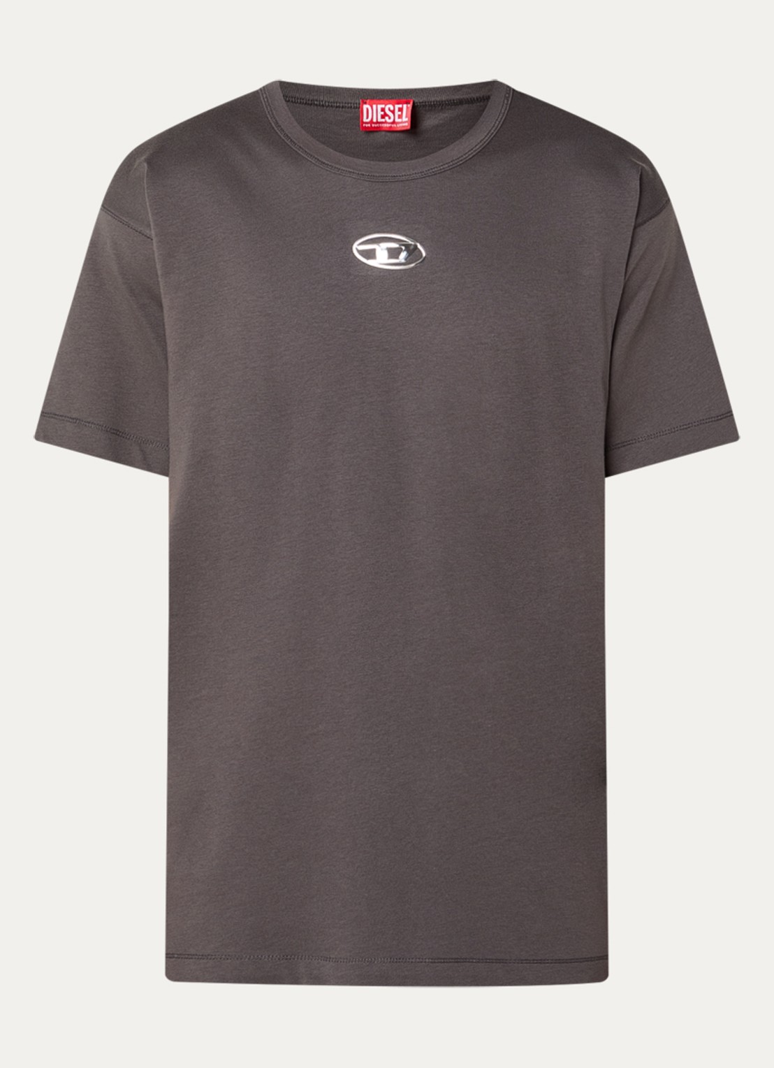 Diesel T-Norm-IOD T-shirt met metallic detail - voorkant 2 antraciet