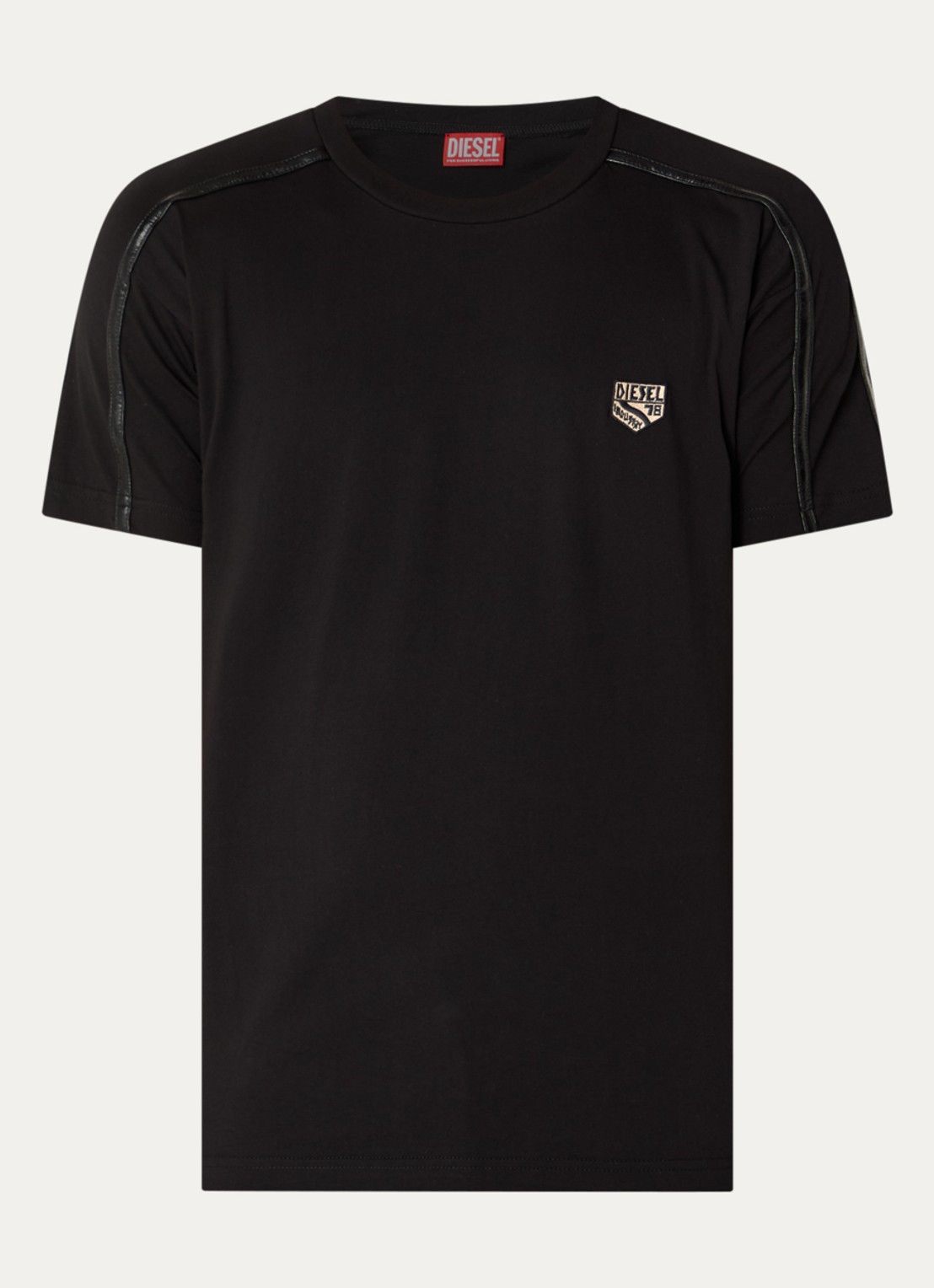 Diesel T-Norm T-shirt met borduring - voorkant 2 zwart