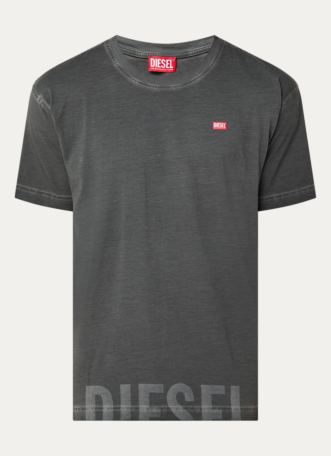 Diesel T-Norm-T7 T-shirt met logoprint - voorkant antraciet