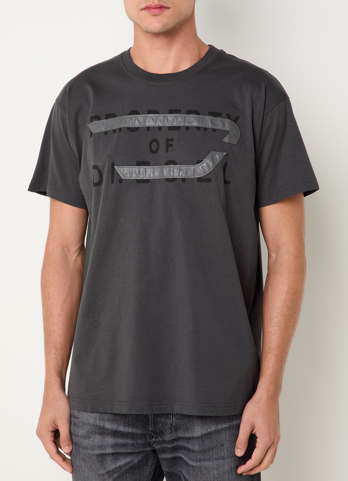 Diesel T-Norm-V11 T-shirt met logo - detail 4 donkergrijs