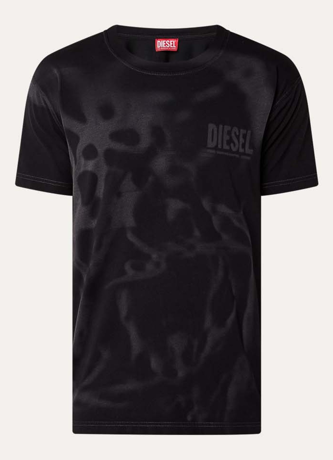 Diesel T-Norm-V7 T-shirt met print en logo - voorkant 2 zwart