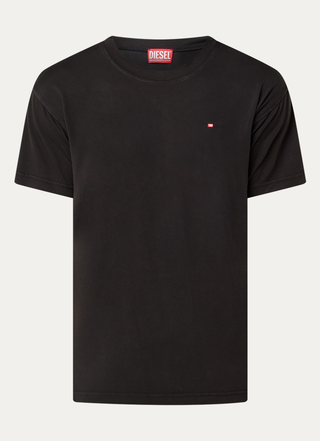 Diesel T-norms T-shirt met logoborduring - voorkant 3 zwart