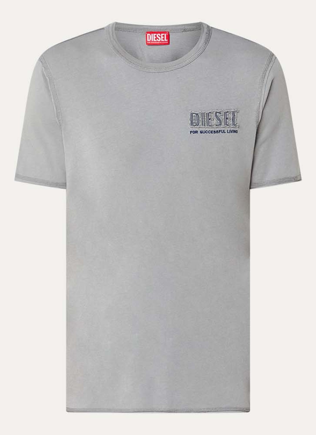 Diesel T-Rawjust-V1 T-shirt met logo en destroyed afwerking - voorkant 2 grijs