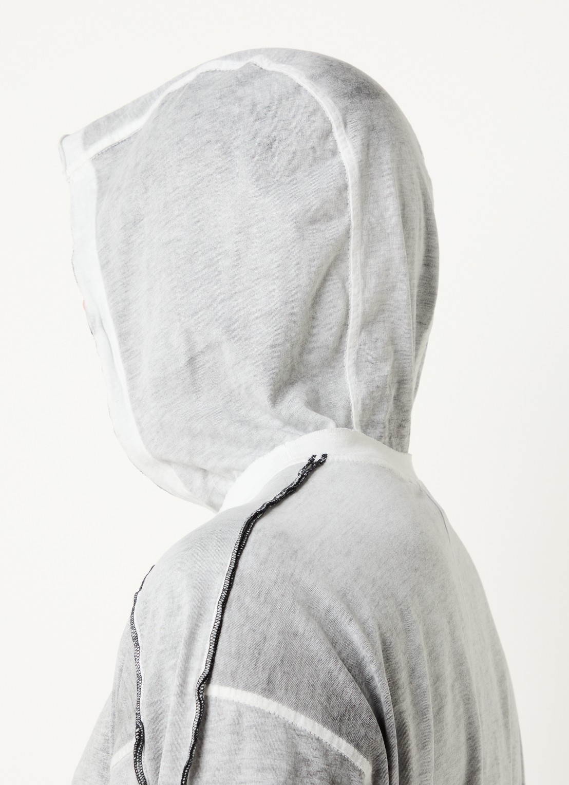 Diesel T-riven longsleeve T-shirt met capuchon - detail 5 grijsmele