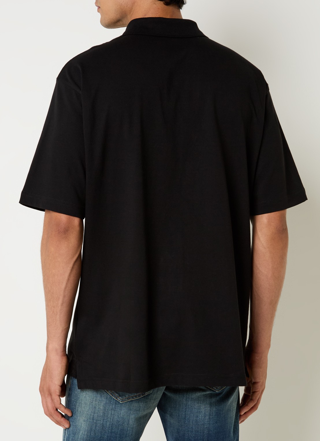 Diesel T-Vor-Od regular fit polo met halve rits en logo - achterkant 4 zwart