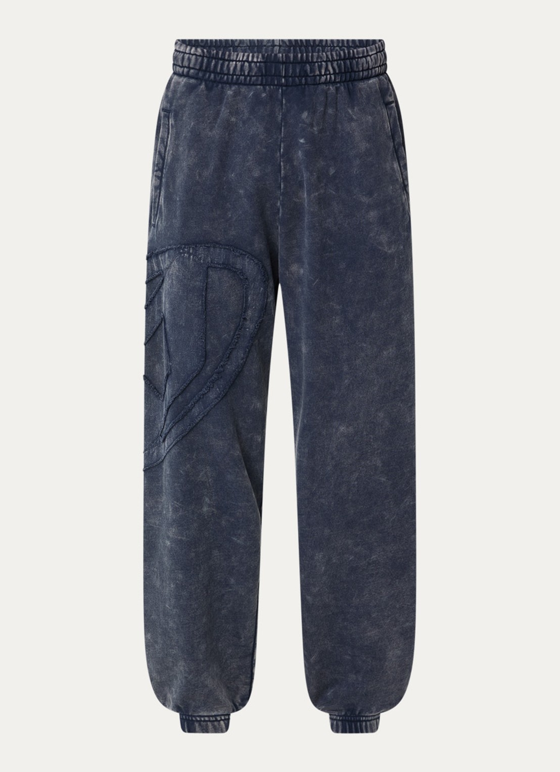Diesel Tapered fit joggingbroek met logo en verwassen afwerking - voorkant donkerblauw