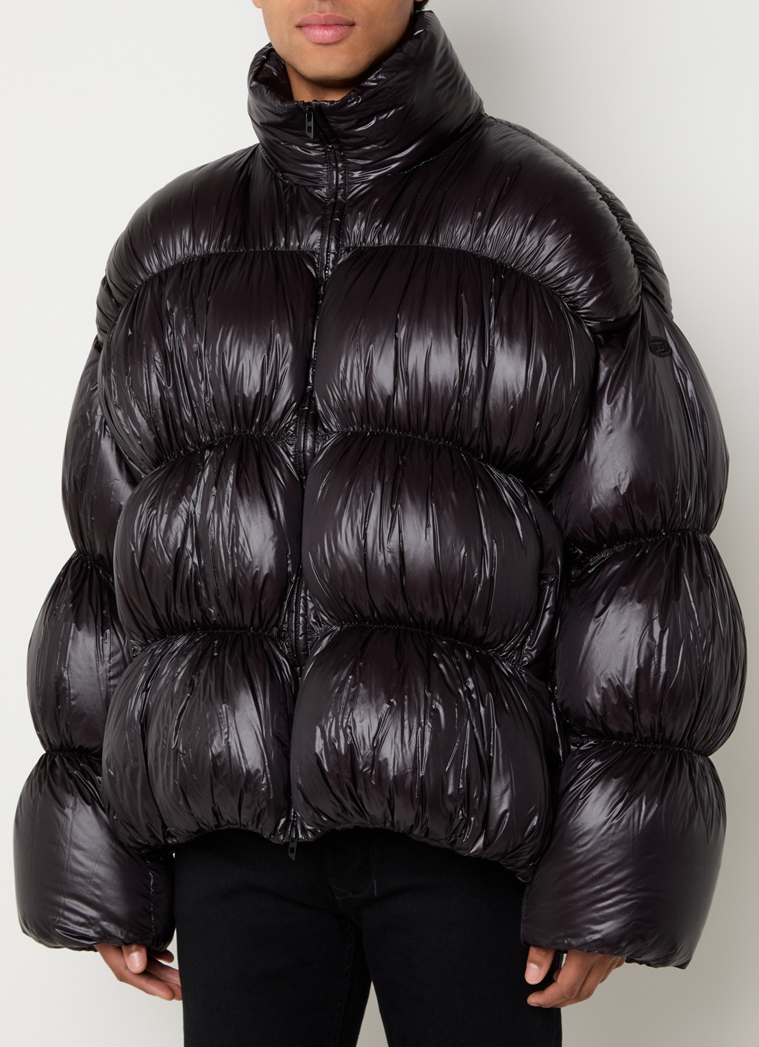 Diesel W-Choco puffer jack met ritszakken - detail 4 zwart