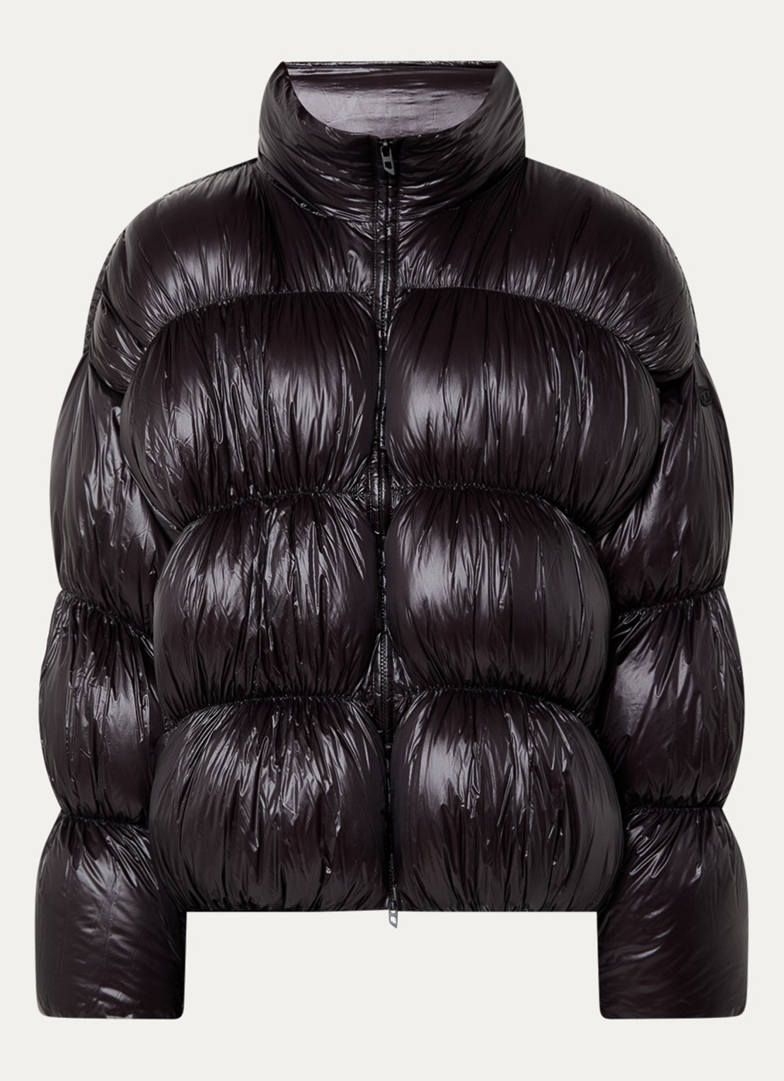 Diesel W-Choco puffer jack met ritszakken - voorkant 2 zwart