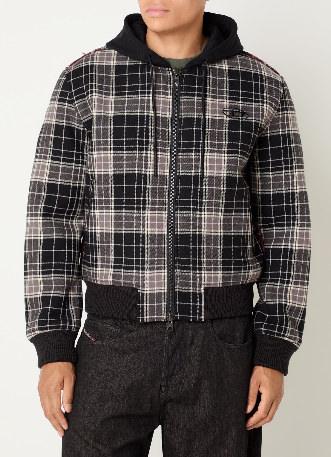 Diesel W-Kunst jack met capuchon - detail 4 zwart