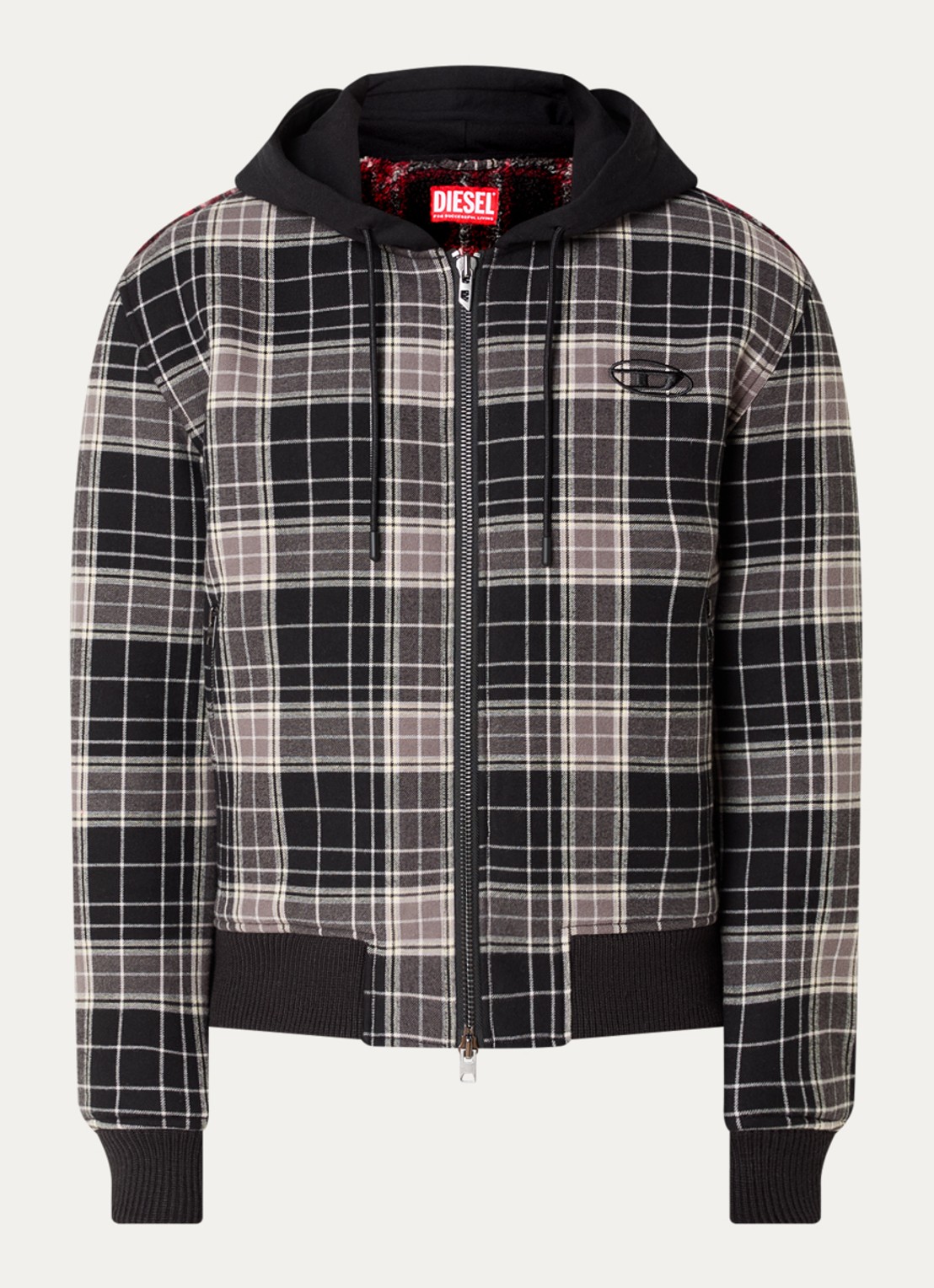 Diesel W-Kunst jack met capuchon - voorkant zwart