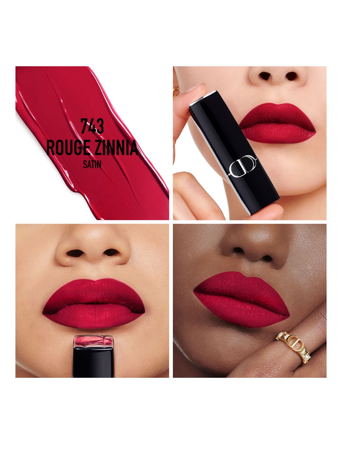 DIOR Rouge Dior Lipstick - detail 4 satijn - 743 rouge zinnia
