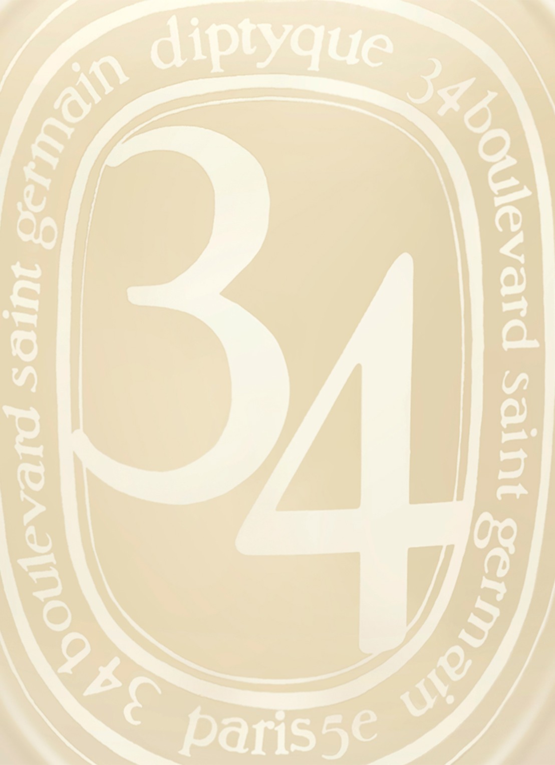 DIPTYQUE 34 Blvd Saint Germain geurkaars 300 gram - achterkant 5 beige