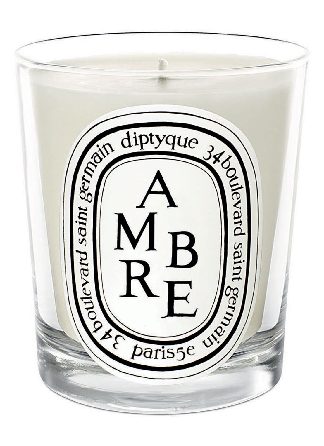 DIPTYQUE Ambre mini geurkaars - voorkant gebroken wit